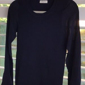 Brand new Sandro Paris navy ribbed sweater with bell sleeves.